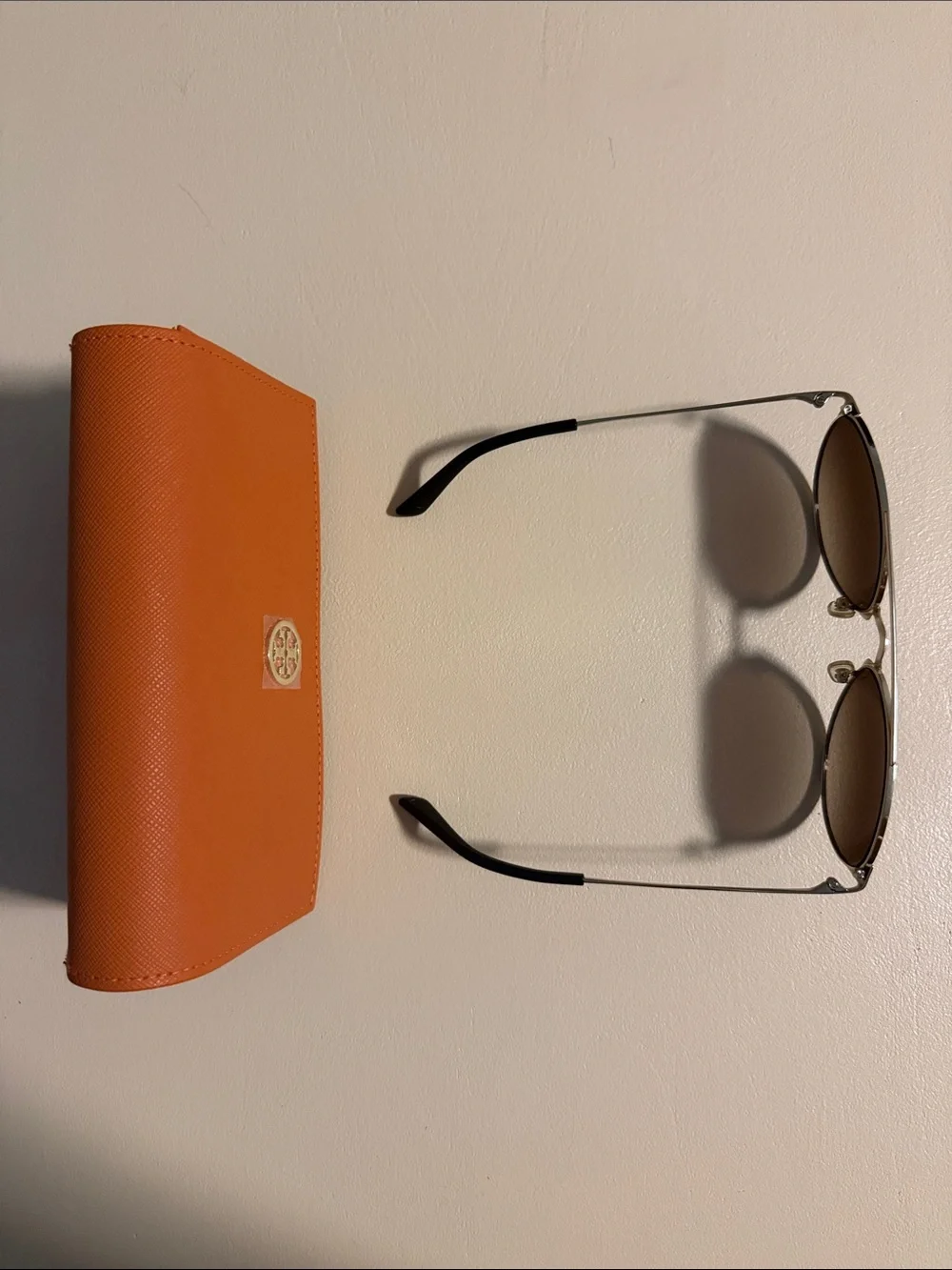 Tory Burch Black Sunglasses with Brown Gradient Lenses and Orange Case